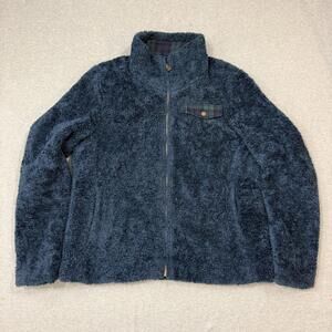 Pendleton Wool Blend Jacket Womens Large Green Plaid Fuzzy Sherpa Fleece